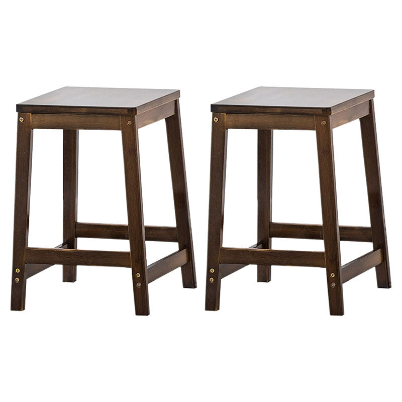 Industrial Square Backless Stool Wooden Footrest Barstool for Living Room