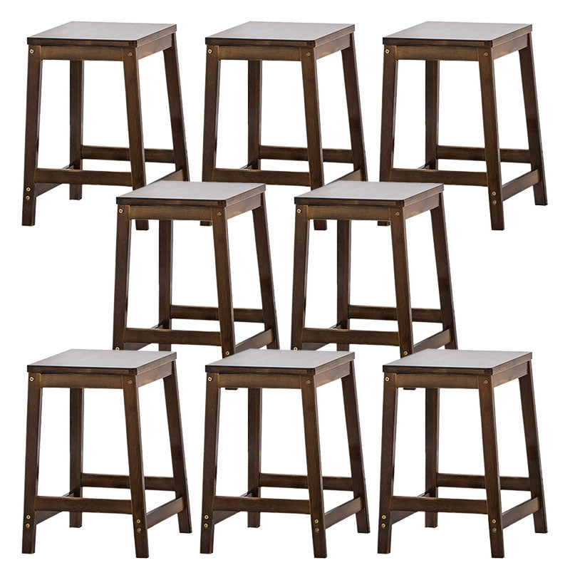 Industrial Square Backless Stool Wooden Footrest Barstool for Living Room