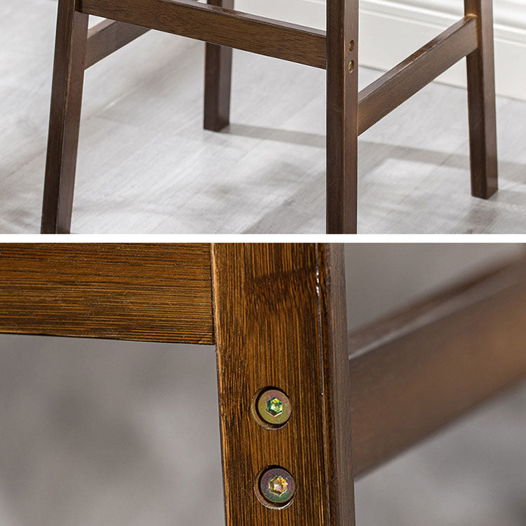 Industrial Square Backless Stool Wooden Footrest Barstool for Living Room