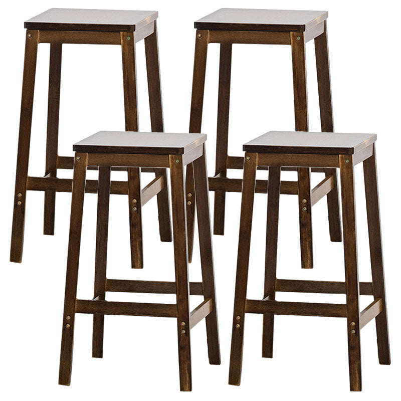 Industrial Square Backless Stool Wooden Footrest Barstool for Living Room