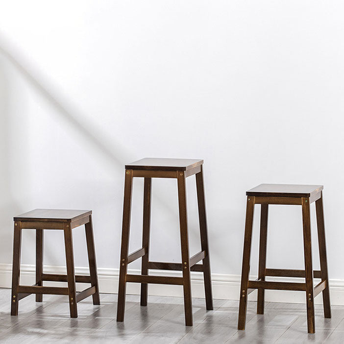 Industrial Square Backless Stool Wooden Footrest Barstool for Living Room