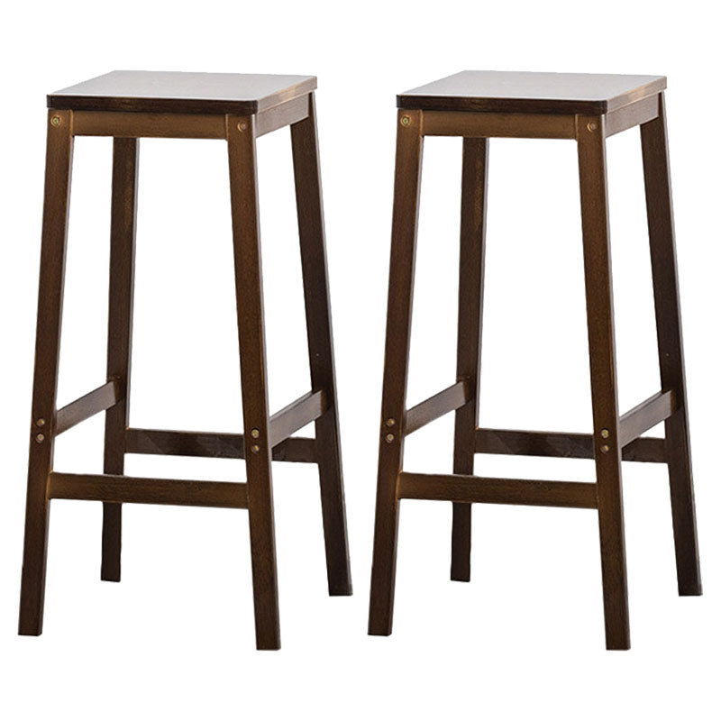 Industrial Square Backless Stool Wooden Footrest Barstool for Living Room