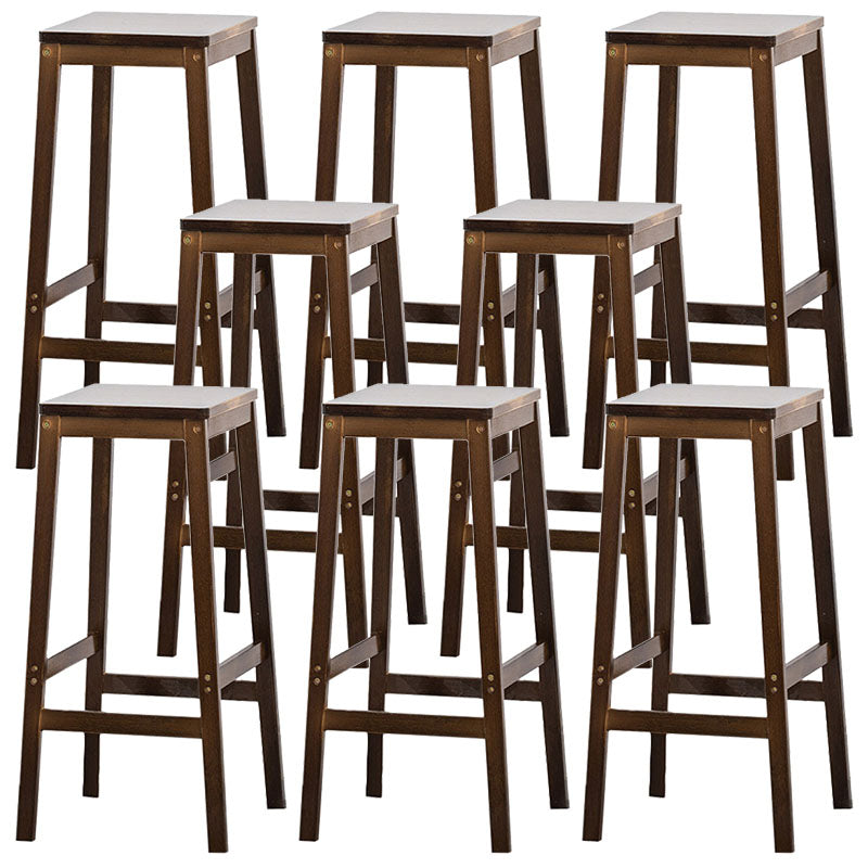 Industrial Square Backless Stool Wooden Footrest Barstool for Living Room