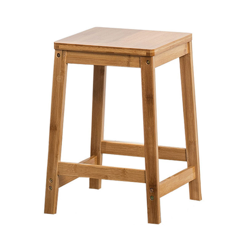 Industrial Square Backless Stool Wooden Footrest Barstool for Living Room