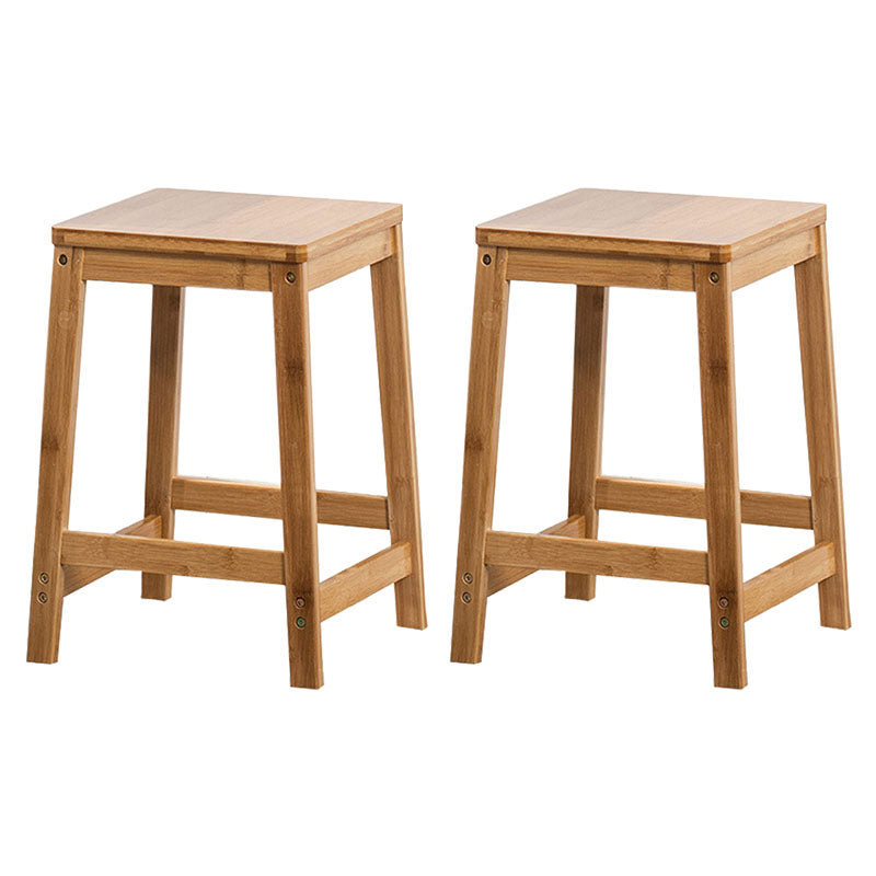 Industrial Square Backless Stool Wooden Footrest Barstool for Living Room