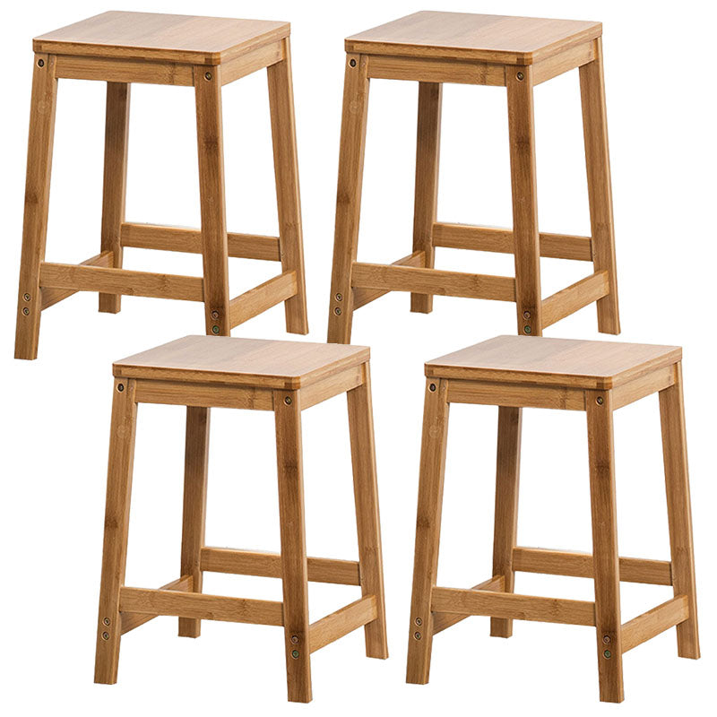 Industrial Square Backless Stool Wooden Footrest Barstool for Living Room