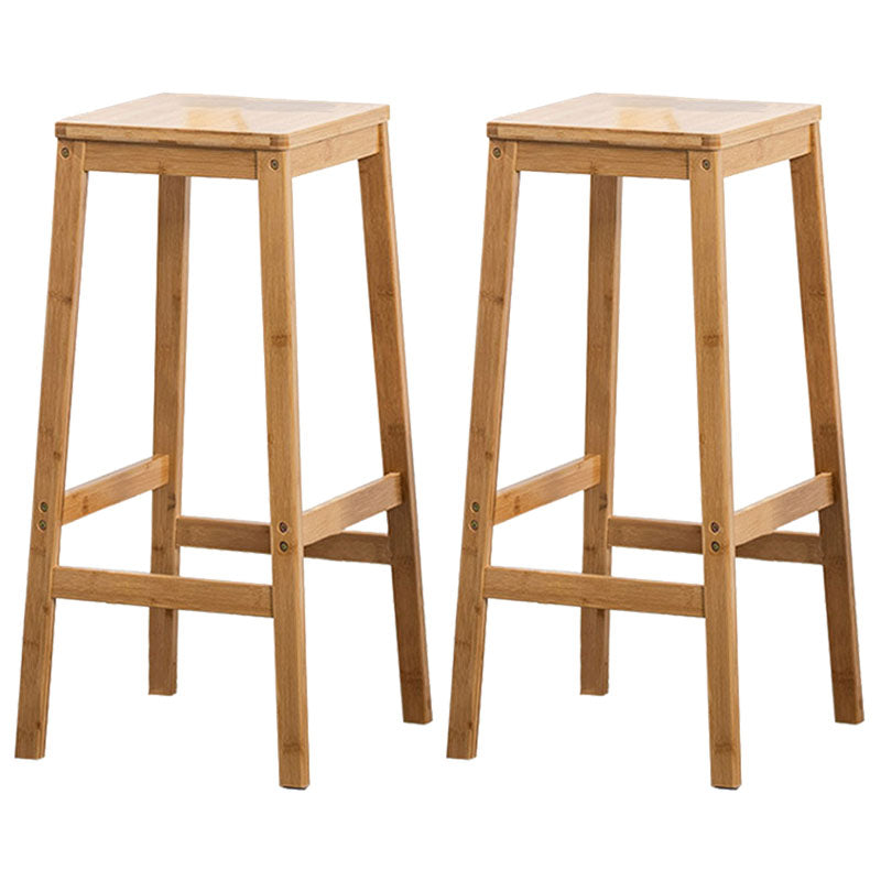 Industrial Square Backless Stool Wooden Footrest Barstool for Living Room