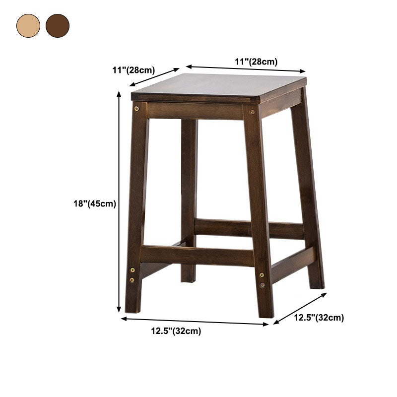 Industrial Square Backless Stool Wooden Footrest Barstool for Living Room