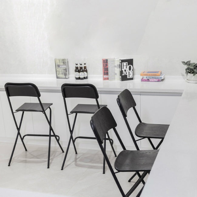 Industrial Folding Wood Stool Backrest Counter Stool for Restaurant