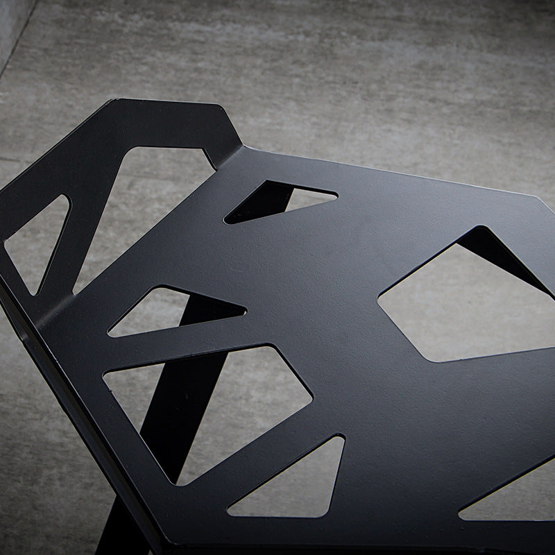 Industrial Low Back Bar Stool Metal Counter Height Stool in Black