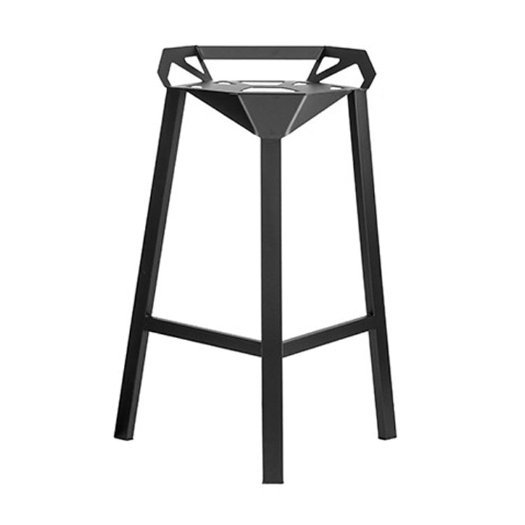 Industrial Low Back Bar Stool Metal Counter Height Stool in Black