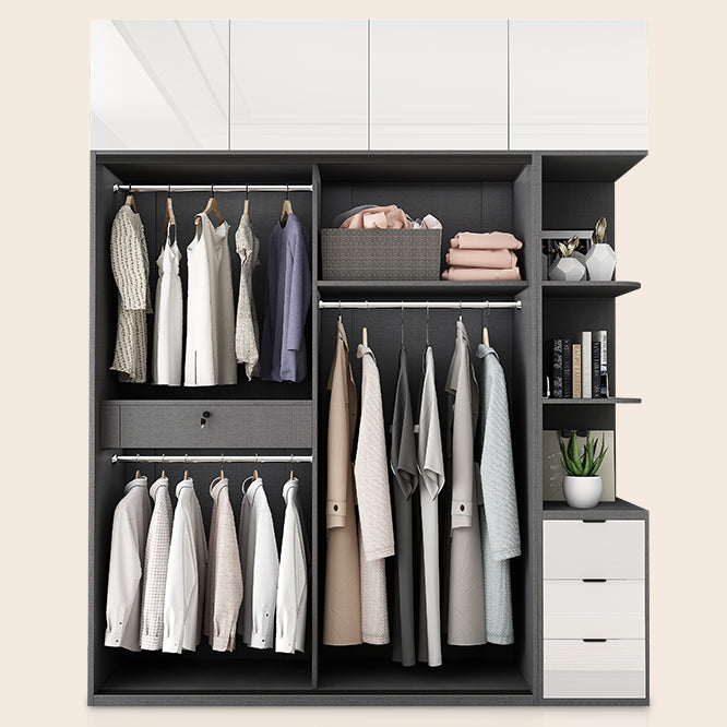 Modern Home Wardrobe Cabinet Engineered Wood Wardrobe with Drawer