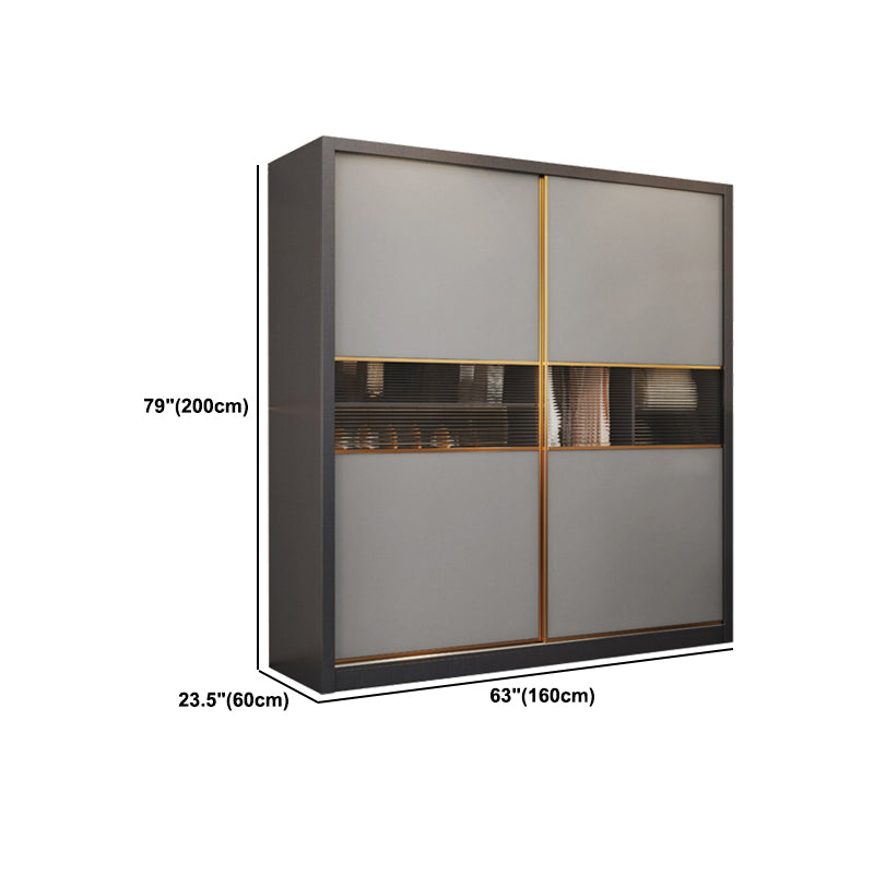 Grey Engineered Wood Wardrobe Cabinet Contemporary Wardrobe Closet