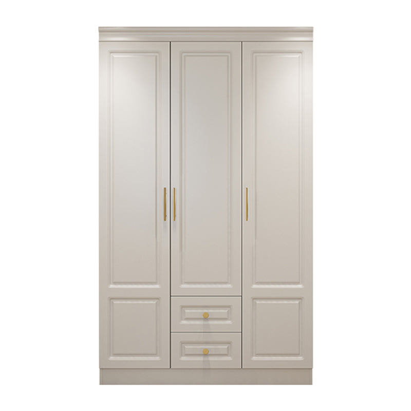 Hinged White Wardrobe Armoire Engineered Wood Wardrobe Closet
