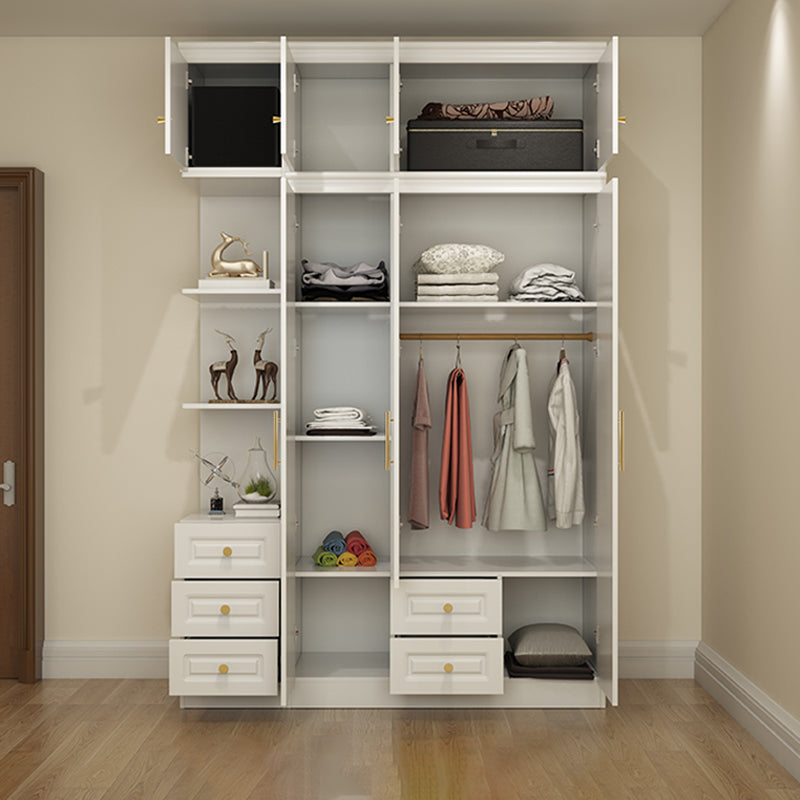 Hinged White Wardrobe Armoire Engineered Wood Wardrobe Closet