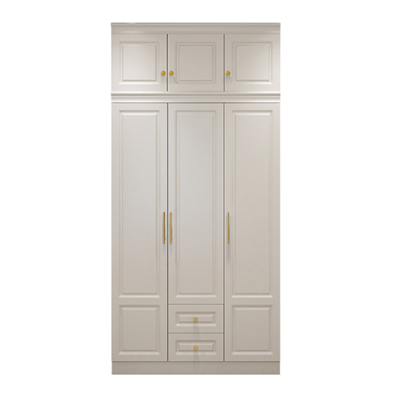 Hinged White Wardrobe Armoire Engineered Wood Wardrobe Closet