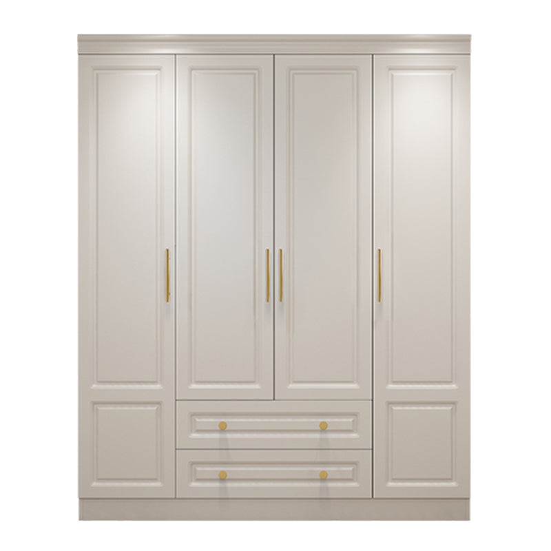 Hinged White Wardrobe Armoire Engineered Wood Wardrobe Closet