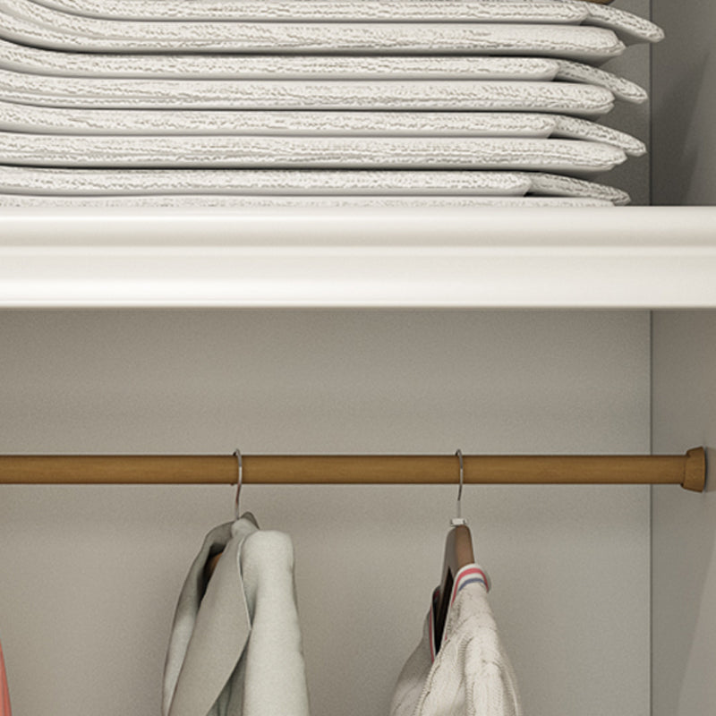 Hinged White Wardrobe Armoire Engineered Wood Wardrobe Closet