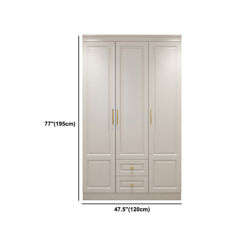 Hinged White Wardrobe Armoire Engineered Wood Wardrobe Closet
