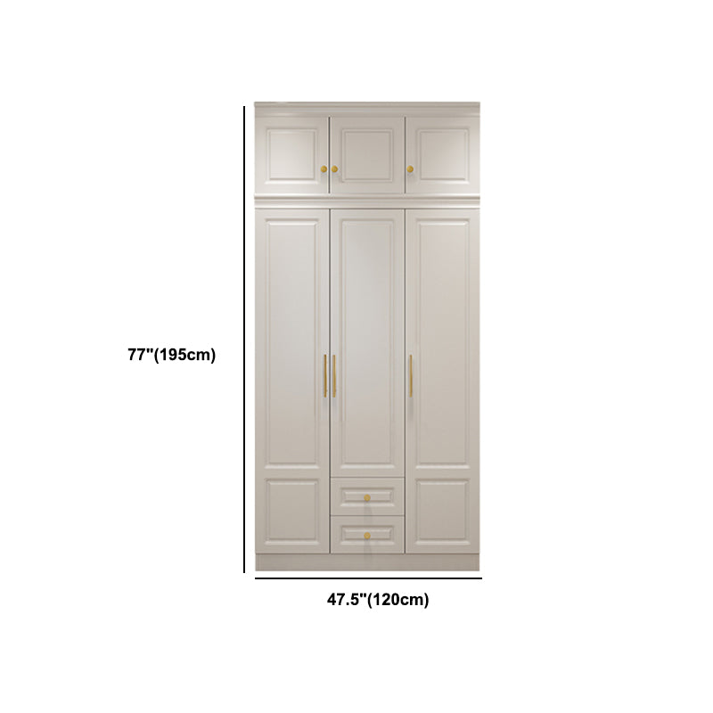 Hinged White Wardrobe Armoire Engineered Wood Wardrobe Closet