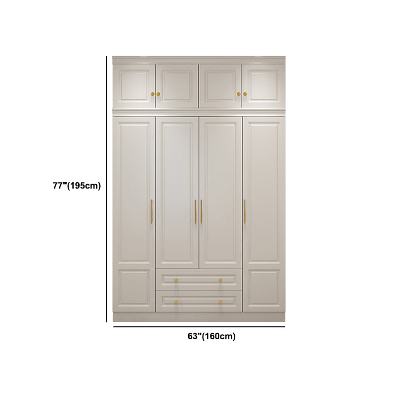 Hinged White Wardrobe Armoire Engineered Wood Wardrobe Closet