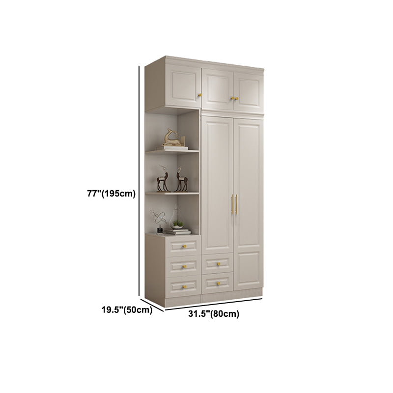 Hinged White Wardrobe Armoire Engineered Wood Wardrobe Closet