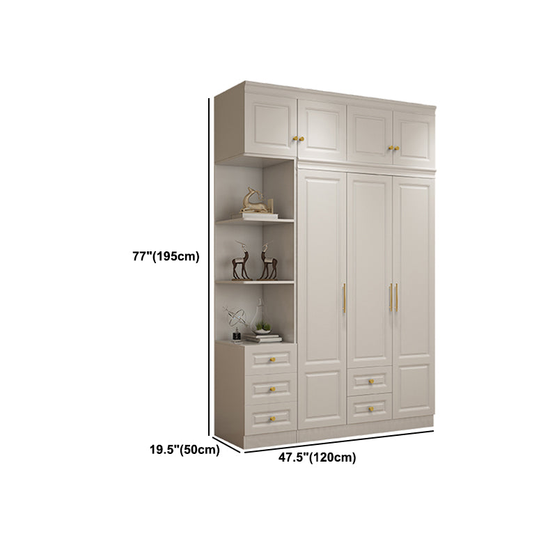 Hinged White Wardrobe Armoire Engineered Wood Wardrobe Closet