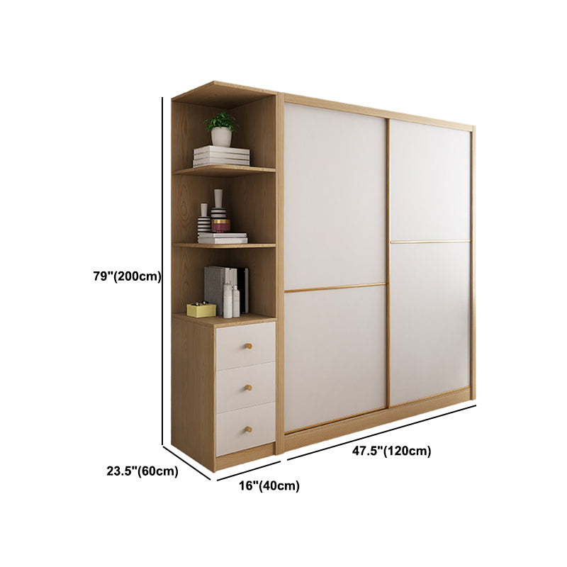 Engineered Wood Modern Wardrobe Closet Sliding Wardrobe Armoire