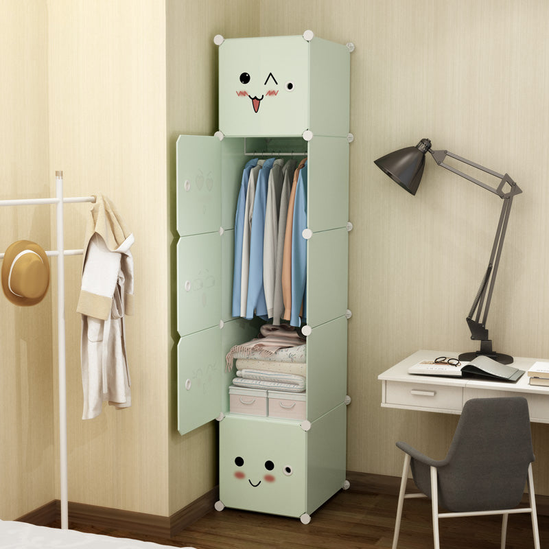 Modern Style Wardrobe Green Colour Plastic Bedroom Wardrobe Closet