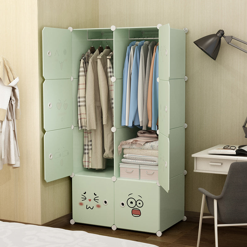 Modern Style Wardrobe Green Colour Plastic Bedroom Wardrobe Closet