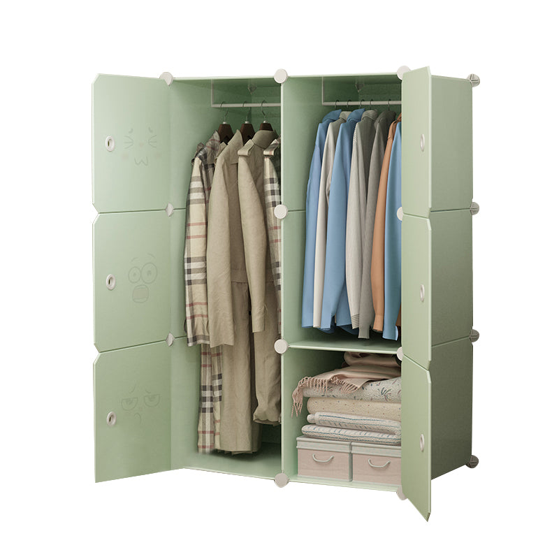 Modern Style Wardrobe Green Colour Plastic Bedroom Wardrobe Closet