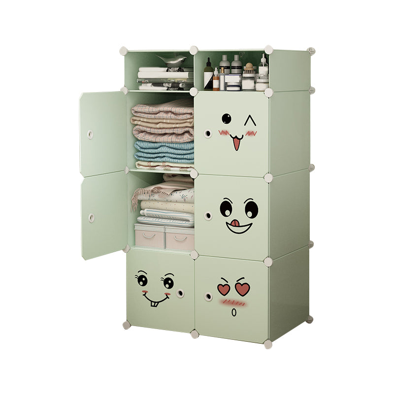 Modern Style Wardrobe Green Colour Plastic Bedroom Wardrobe Closet