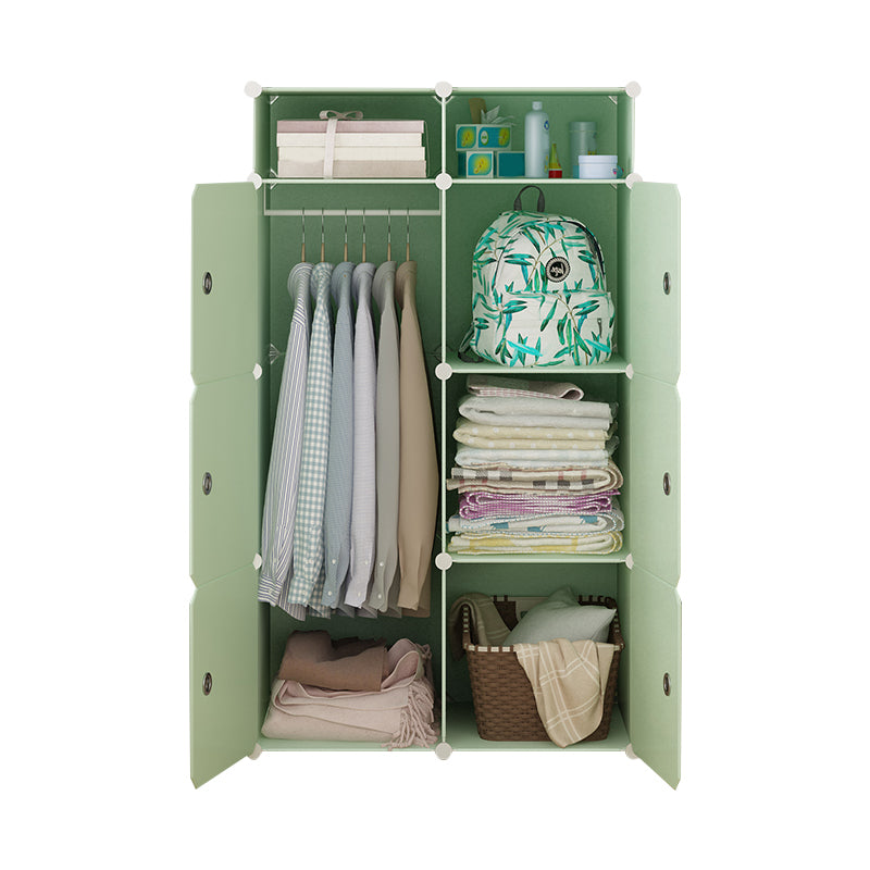 Modern Style Wardrobe Green Colour Plastic Bedroom Wardrobe Closet