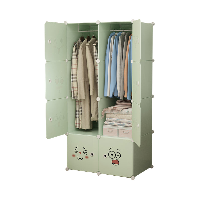 Modern Style Wardrobe Green Colour Plastic Bedroom Wardrobe Closet