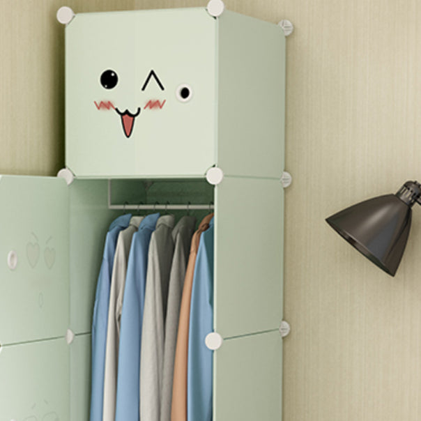 Modern Style Wardrobe Green Colour Plastic Bedroom Wardrobe Closet