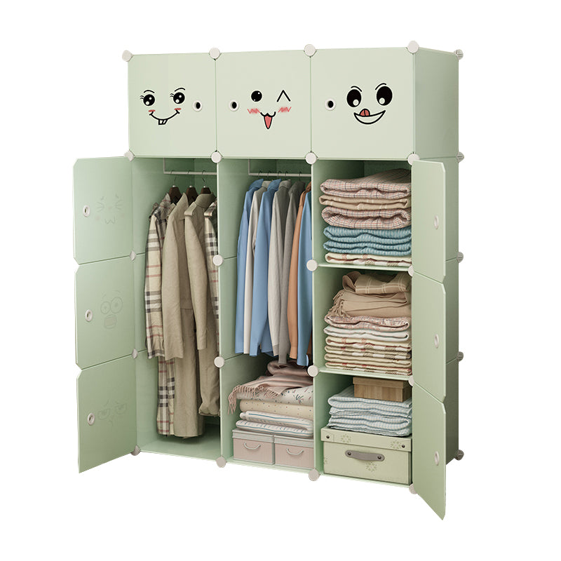 Modern Style Wardrobe Green Colour Plastic Bedroom Wardrobe Closet