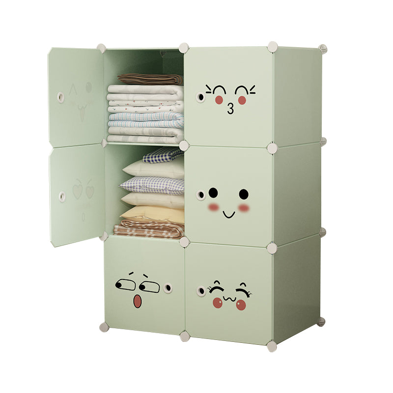 Modern Style Wardrobe Green Colour Plastic Bedroom Wardrobe Closet