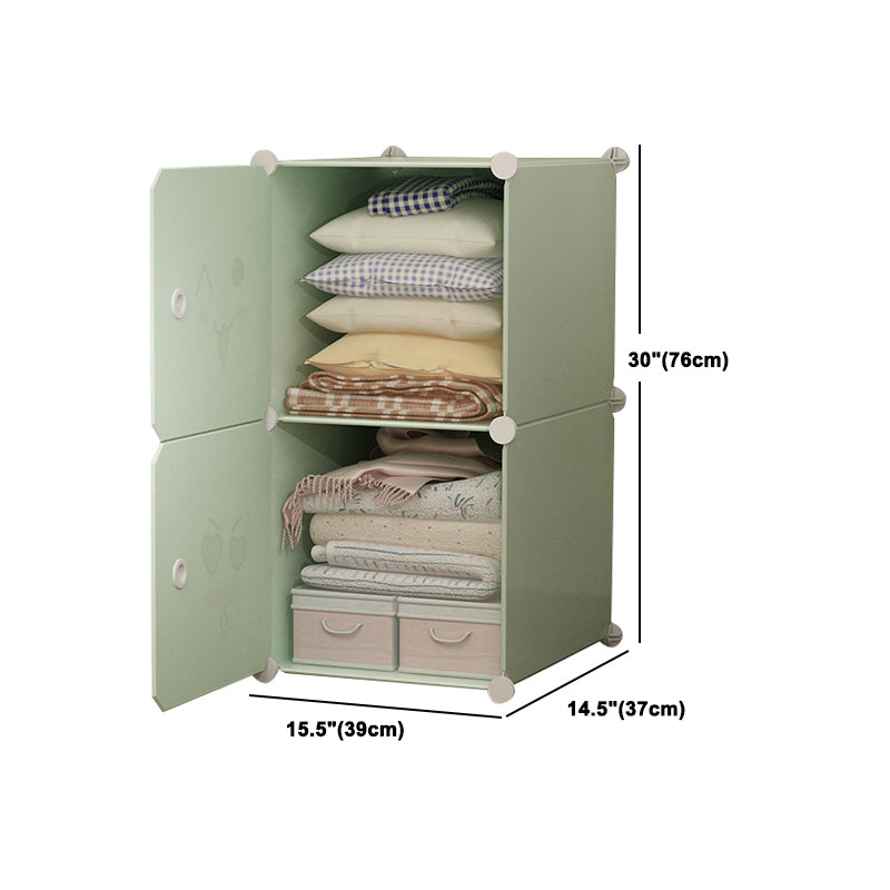 Modern Style Wardrobe Green Colour Plastic Bedroom Wardrobe Closet