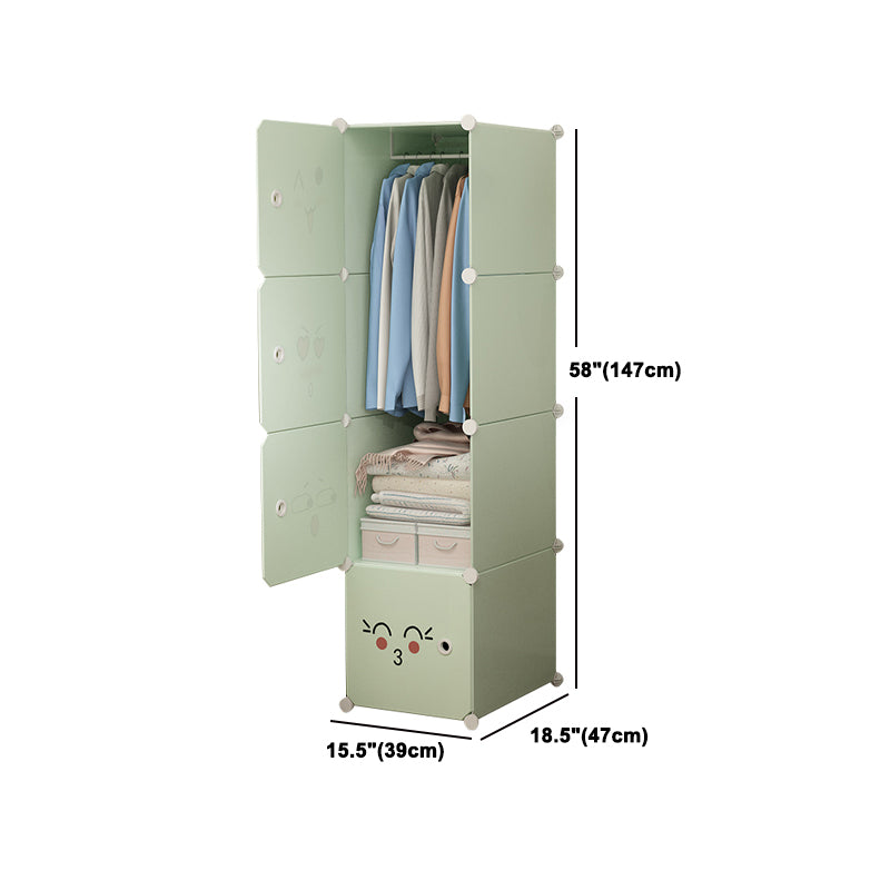 Modern Style Wardrobe Green Colour Plastic Bedroom Wardrobe Closet