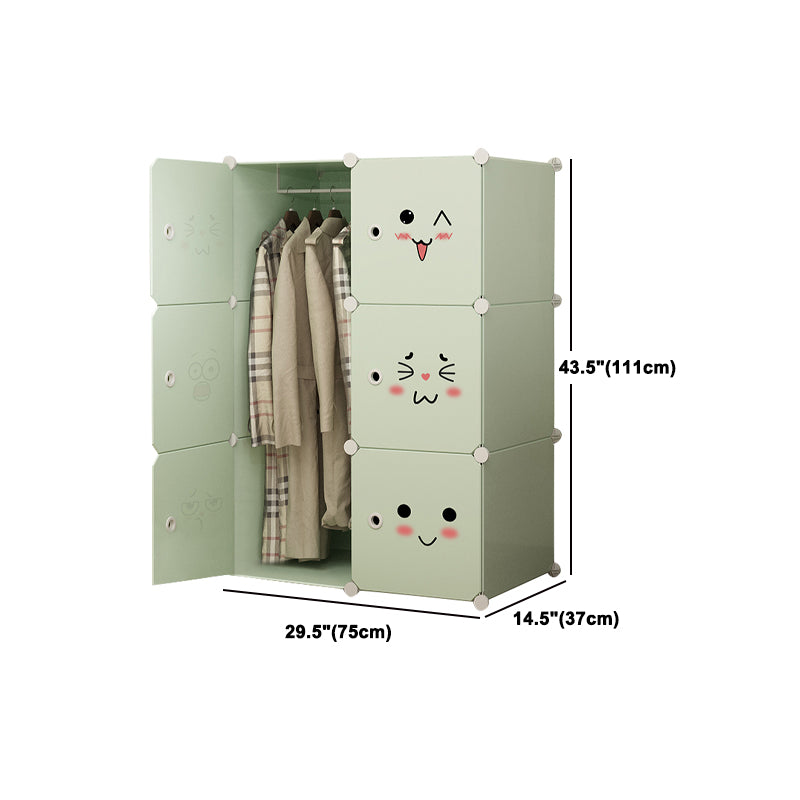 Modern Style Wardrobe Green Colour Plastic Bedroom Wardrobe Closet