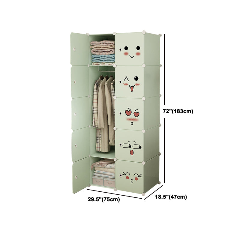 Modern Style Wardrobe Green Colour Plastic Bedroom Wardrobe Closet