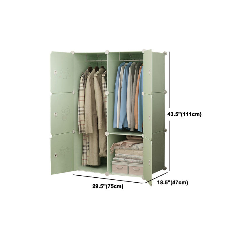 Modern Style Wardrobe Green Colour Plastic Bedroom Wardrobe Closet