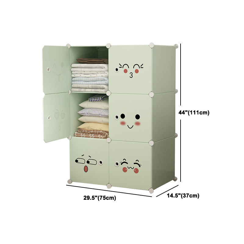 Modern Style Wardrobe Green Colour Plastic Bedroom Wardrobe Closet