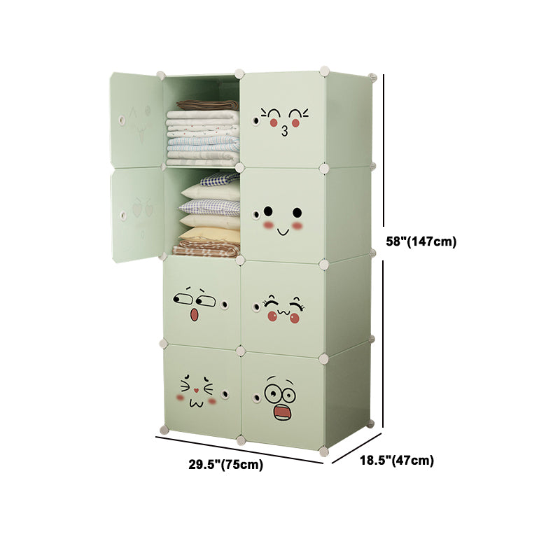 Modern Style Wardrobe Green Colour Plastic Bedroom Wardrobe Closet