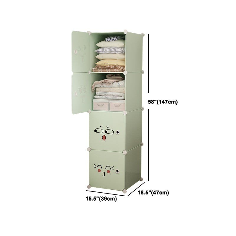 Modern Style Wardrobe Green Colour Plastic Bedroom Wardrobe Closet