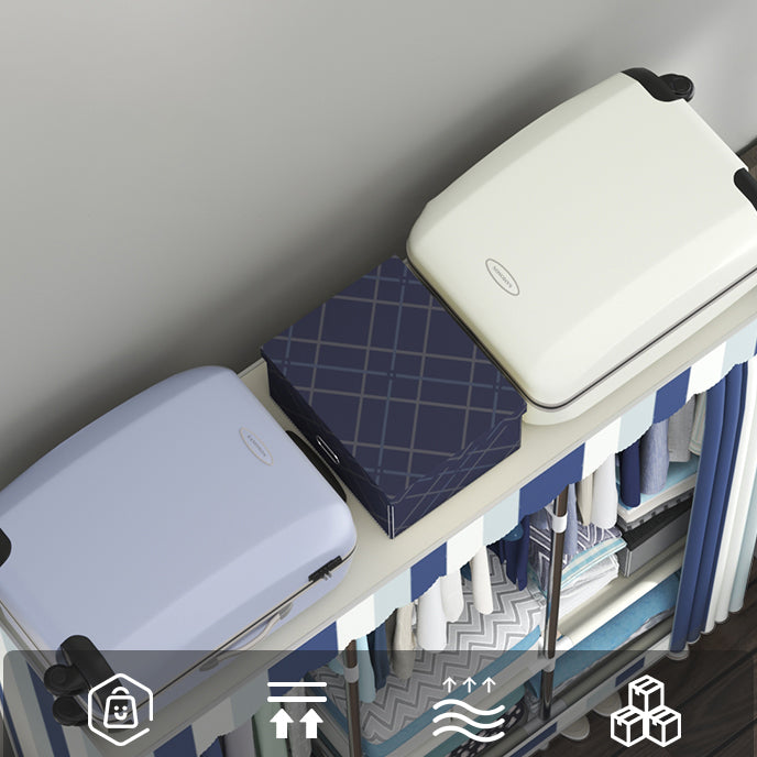 Steel Frame Wardrobe Cabinet Contemporary Style Armoire with Shelves