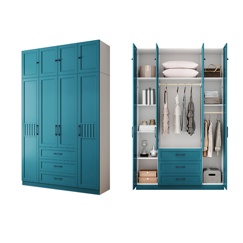 Manufactured Wood Blue Storage Cabinet Coastal Cabinet with Hinged Door