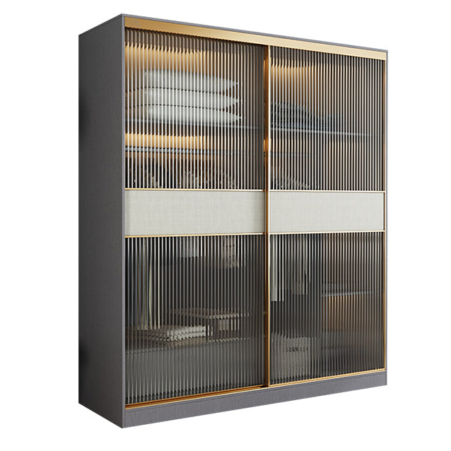 Modern Wardrobe for Home Mirrored Finish Cabinet with Glass Door