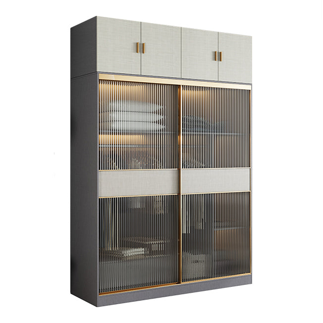 Modern Wardrobe for Home Mirrored Finish Cabinet with Glass Door