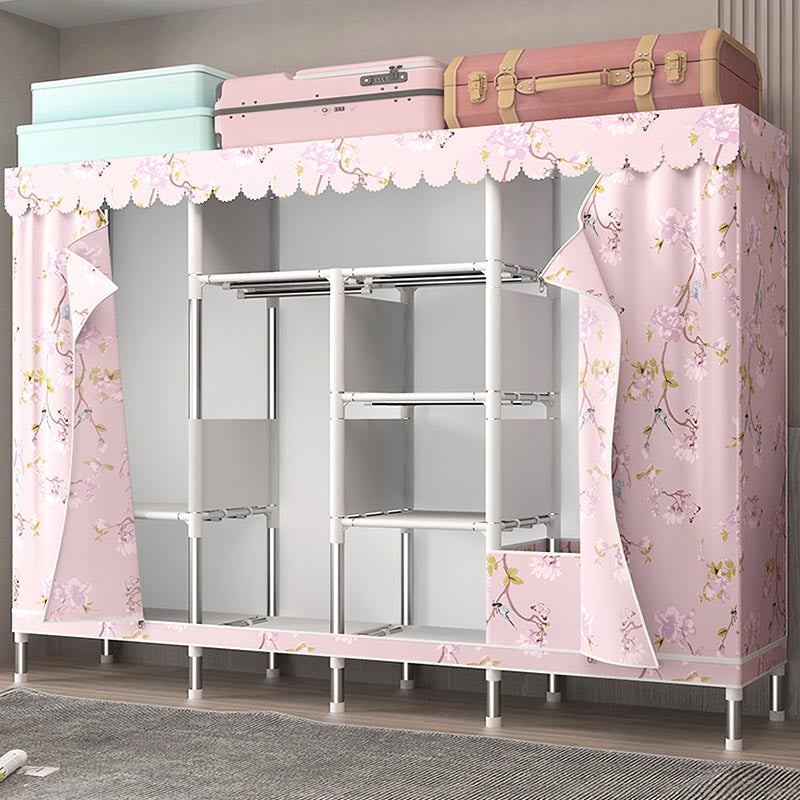 Silver Steel Frame Wardrobe Cabinet Contemporary Home Wardrobe